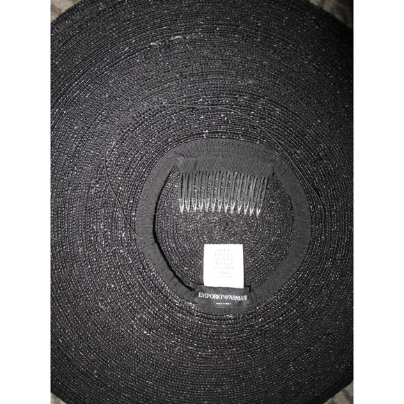 Emporio Armani black straw wide brimmed ladies\' formal sun hat w attached comb main image 10
